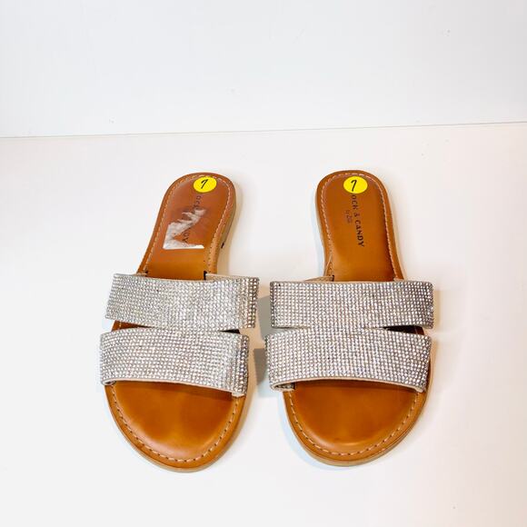 Rock & Candy By Zigi Rhinestone Flat Sandal Slide - Picture 3 of 13